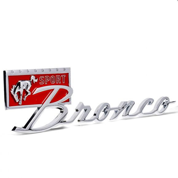 Bronco Sport Script Fender Emblem + Clips | Chrome | 67-77 Ford Bronco